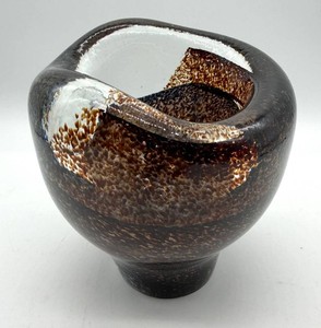 Signed Art Glass Vessel With Open Center - 5.5 in Tall