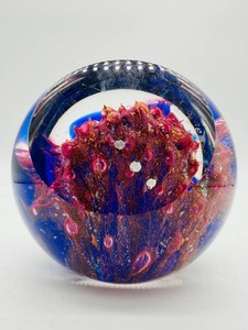 Glass Eye Studio Art Glass Paperweight Inscribed Orions Belt - 3 in