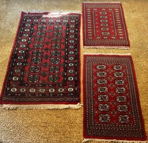 Red Geometric Area Rugs (Lot of 3)