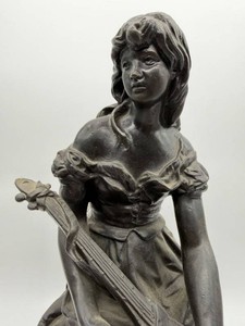 Vintage Hippolyte Francois Moreau Mignon Patinated Bronze Sculpture