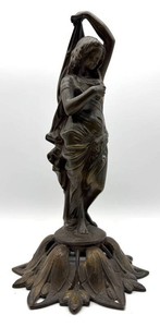 Art Nouveau-Style Figural Sculpture With Foliate Base
