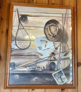 R.F. Harnett Framed Fishing & Sporting Print - Trout Scene 21 X 26 in