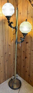 Vintage Mid Century Cherub Two-Light Floor Lamp With Crystal Prisms