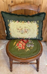 Vintage Floral Needlepoint Upholstered Side Chair