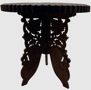 Vintage Carved Wood Pedestal Table