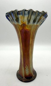 Fenton Butterfly and Berry Iridescent Stretched Vase - 7 in