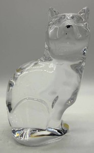 Orrefors Clear Crystal Glass Cat Figurine - 5 in