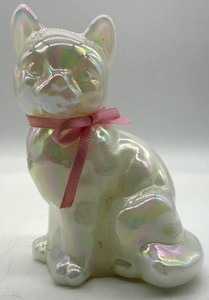 Fenton Iridescent Glass Cat Figurine - 3.75 Inches