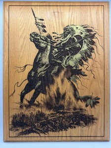 Laser-Engraved Wood Western Rider Wall Plaque - 22 X 17 in