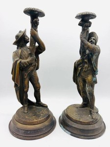 Antique Pair of Figural Candleholders