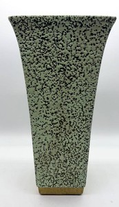 Vintage Shawnee Green & Black Spatter Ceramic Planter - 11 in