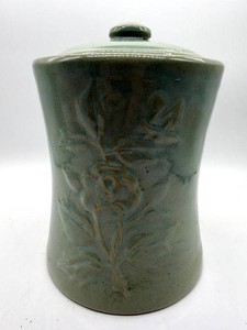 Watt Pottery Stoneware Covered Crock With Floral Design - 9 Inches