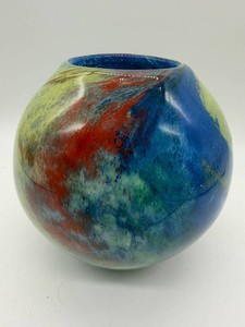 Crate and Barrel Multicolor Art Glass Vessel - 6 in