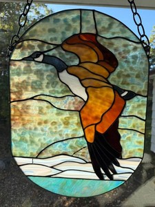 Canadian Goose Stained-Glass-Style Hanging Panel - 15 X 20.5 in