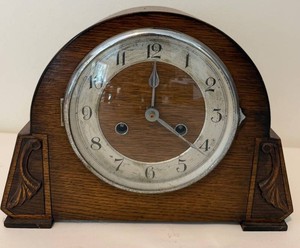 Vintage Mechanical Wood-Case Mantel Clock - 12 X 5 X 9 in