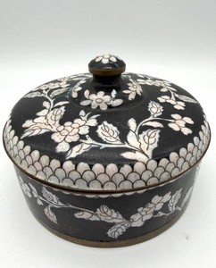 Cloisonne Floral Covered Box - 5.5 X 3 in