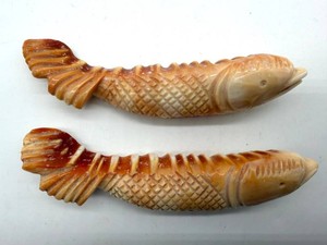 Hand-Carved Conch Shell Fish Sculptures (Lot of 2)