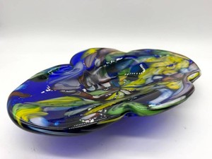 Vintage Mid Century 1950s Tutti Frutti Art Glass Dish - 10 in