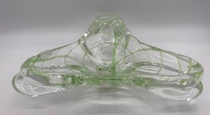 Green and Clear Art Glass Bowl With Gold Flecks - 9 in