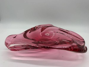 Pink Art Glass Sculptural Dish - 9 Inch
