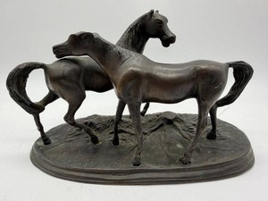 Vintage Bayre Signed 1886 Three-Horse Sculpture