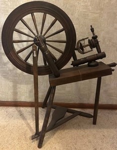 Vintage Wooden Spinning Wheel With Treadle