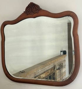 Vintage Ornate Carved Wood Framed Wall Mirror 30 X 27 in