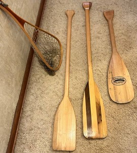 Vintage Wooden Paddles & Paddle Net Mixed Lot (Lot of 5)