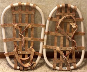 Vintage Snowshoes Pair - Leather Bindings 12 X 19 in
