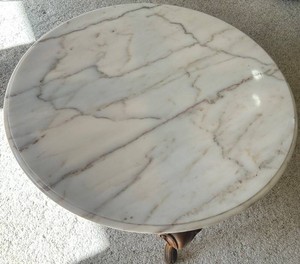 Carved Wood Occasional Table With Removable Marble Top