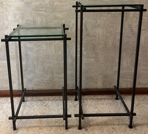 Glass-Top Metal End Tables (Lot of 2)