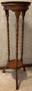 Vintage Carved Wood Occasional Stand With Mirror Glass Top 12in X 40in