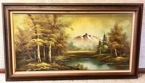 Vintage C. West Factory Landscape Art - Framed 56 X 32 in