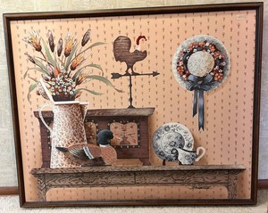 Vintage 1980s Jasper Signed Framed Folk-Art Print