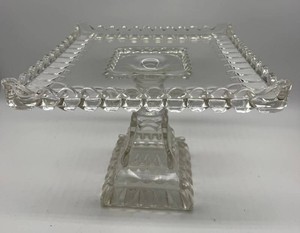 Vintage Adams & Co. Crystal Wedding Square Pedestal Cake Stand - 9in