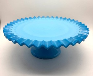 Fenton Turquoise Milk Glass Cake Stand - 12 X 4.5 in