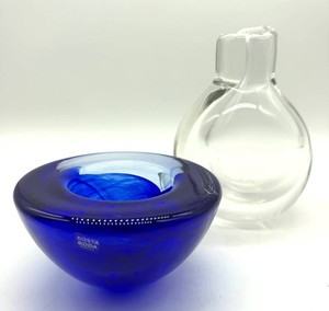 Kosta Boda Glass Votive Holder & Vase (Lot of 2)