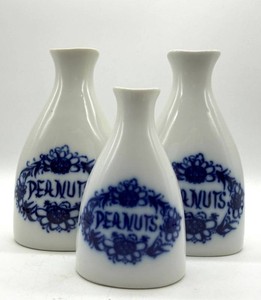 Antique Porsgrund Porcelain PEANUTS Bottle Set - 3pc, 4in & 5.5in