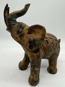 Vintage Cast Metal Elephant Figurine - 7 Inches