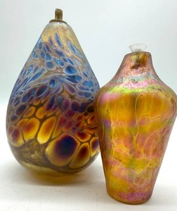 Iridescent Art Glass Vases - Signed Maytum Studios & Unsigned (Lot of 2)