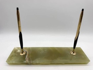 Vintage Cross Double Desk Pen Set on Onyx Base - 11.25 X 3 in