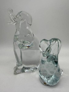 Handmade Crystal Animal Figurines - H. Loredau Signed (Lot of 2)