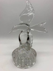 Vintage Cambridge Glass Crystal Seagull Flower Frog - 9.75 in