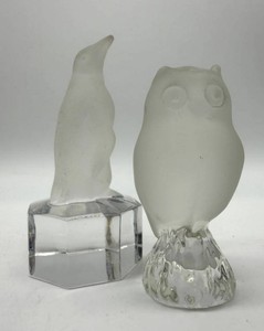 Goebel Penguin & Owl Glass Figurines - 4 in Tall