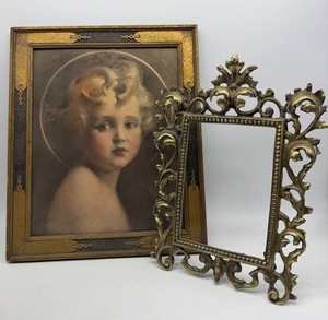 Framed Antique Portrait & Ornate Picture Frame