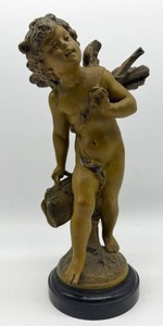 Vintage Cherub Putto Figurine Sculpture With Wings - 9.5 in