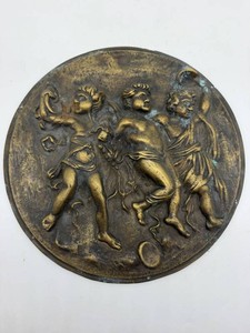 Vintage Classical Figural Relief Plaque - 10.5 in Diameter - Heavy