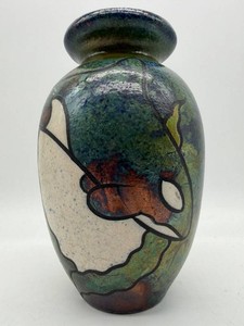 Braemar Ceramic Whale Motif Vase - 6.5 in - Signed