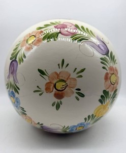 Signed 10in Hand-Painted Floral Ceramic Art Pottery Vessel