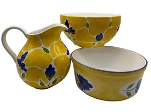 Dansk St. Tropez Hand-Painted Pitcher & Bowls (Lot of 3)